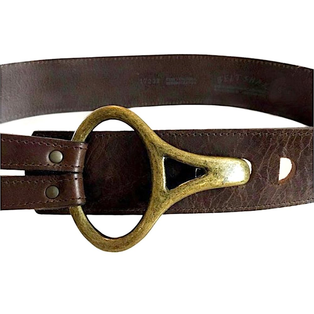 BELT SHAK CANADA Thick Leather Belt Brass Buckle